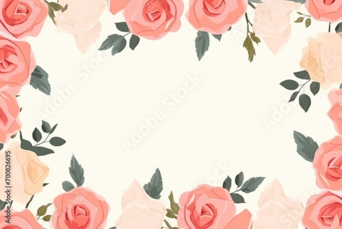 Enchanting Floral Embrace: A Delicate Roses Border in Flat Style, Perfect for Captivating Frames and Designs