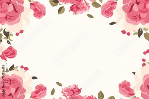 Enchanting Floral Embrace: A Delicate Roses Border in Flat Style, Perfect for Captivating Frames and Designs