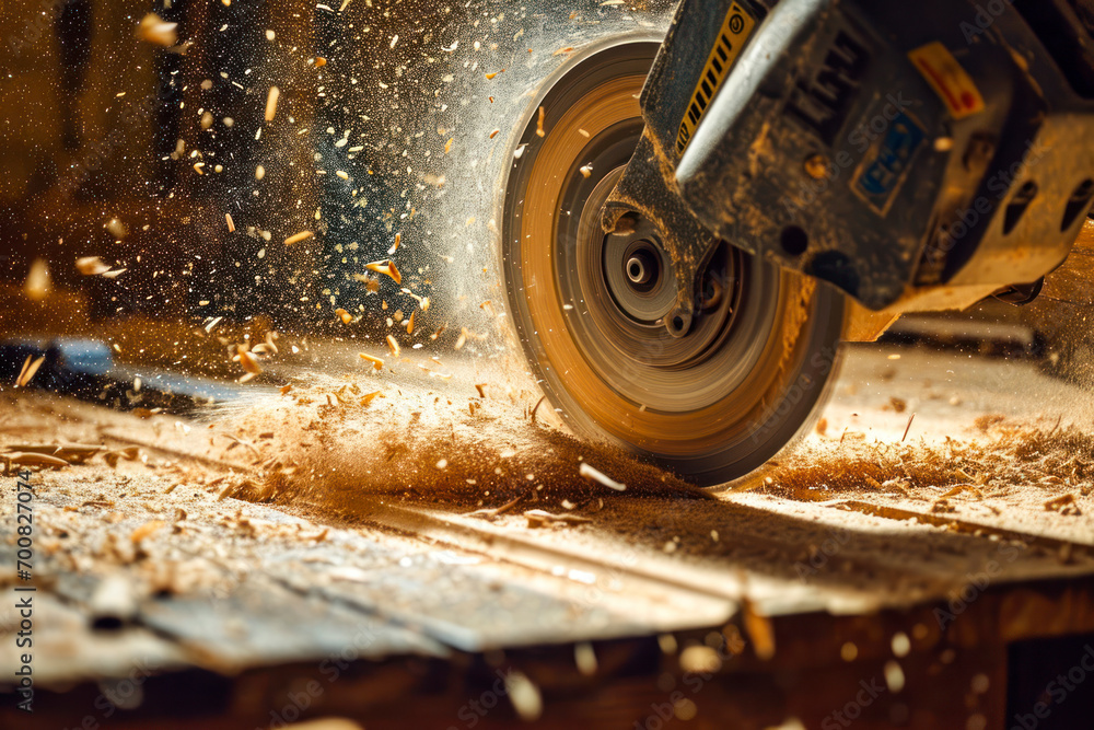Circular saw setup, an image featuring a circular saw, safety