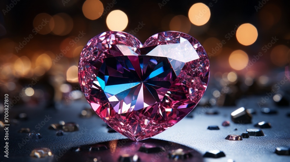 Sparkling Love: Heart Diamond Shines Amidst Glittering Stars Sparkling Love: Heart Diamond Shines Amidst Glittering Stars
