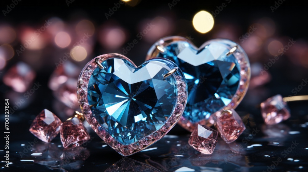 Sparkling Love: Heart Diamond Shines Amidst Glittering Stars Sparkling Love: Heart Diamond Shines Amidst Glittering Stars