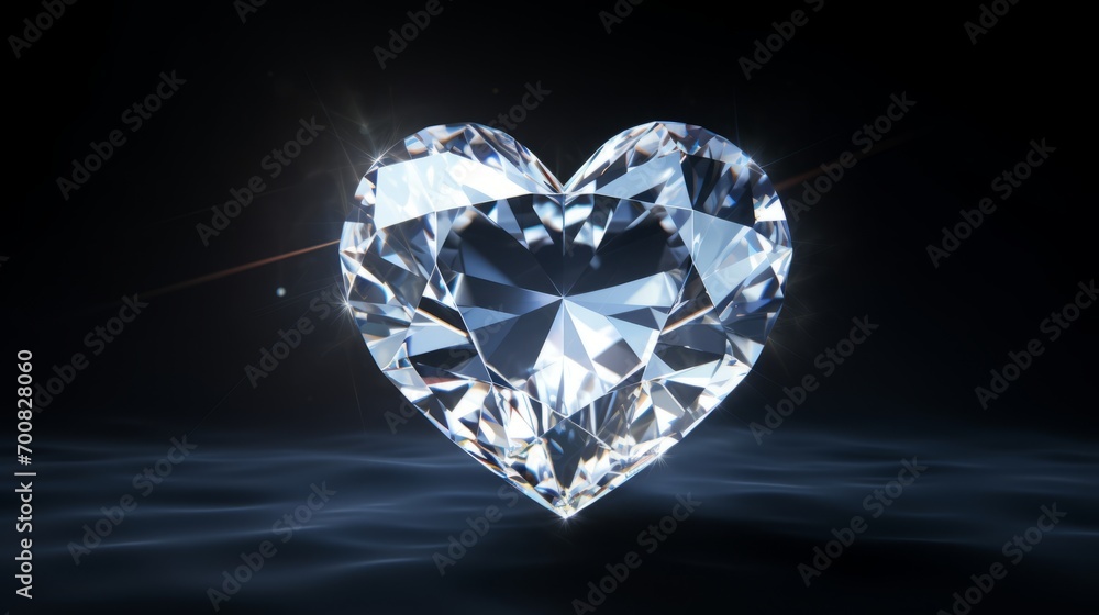 Fototapeta premium Sparkling Elegance: Mesmerizing Heart Diamond Shimmers with Love and Luxury