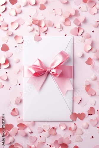 Enchanting Love: Exquisite Valentine's Day Wedding Invitation with Pink and White Roses, Glittering Ribbons, and Perfect Photography © ASoullife