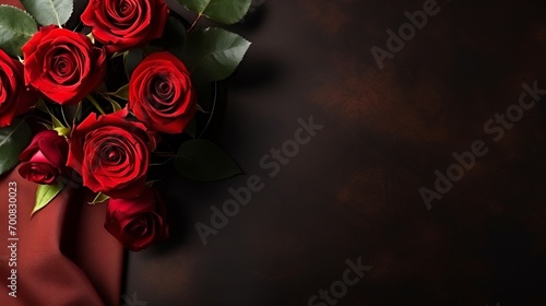 Elegant Romance  A Captivating Red Rose and Invitation Card  Embracing Intimacy and Celebration with a Wine Glass Top View Closeup