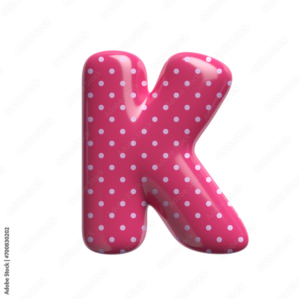 Polka dot letter K - Capital 3d pink retro font - suitable for Fashion, retro design or decoration related subjects