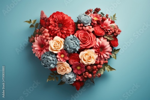 Exquisite Bouquet of Flowers Tied with a Valentine s Day Greeting Card