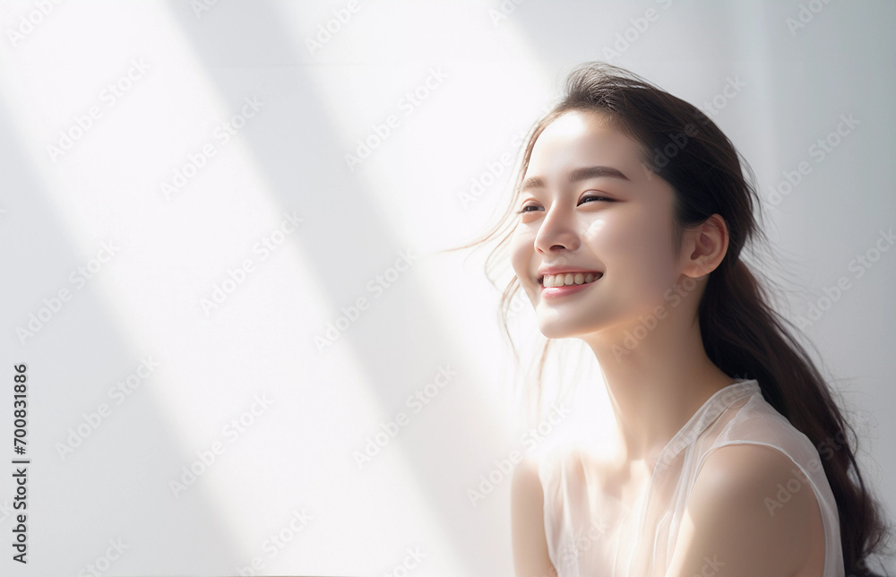 Woman Beautiful facial skin natural sunlight Woman Beautiful facial skin natural sunlight