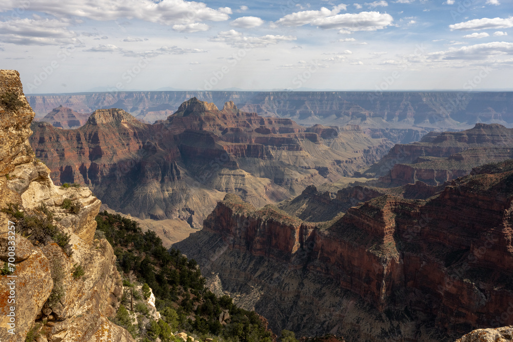 Cloudy Sky Casts Shadows On The Ridges Of The Grand Canyon