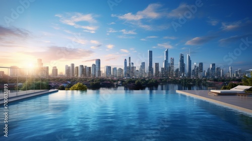 Urban Oasis  Luxurious Infinity Pool with Breathtaking Skyline Views
