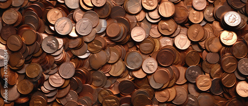 Sea of Copper Pennies Spread Across the Surface photo