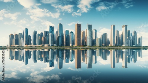 Urban Serenity: Symmetrical Skyscrapers Embracing Nature's Reflections © ASoullife