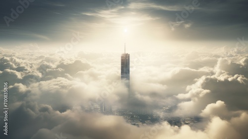 Cloud-Kissed Heights: A Breathtaking Perspective of Urban Majesty