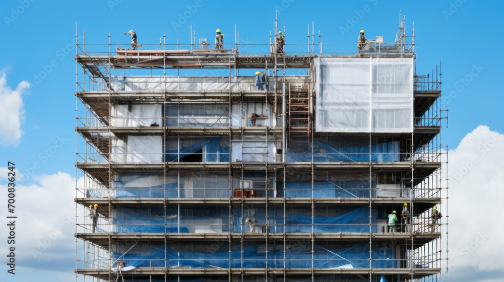 Urban Metamorphosis: Captivating Skyscraper Under Repair Unveils City's Ever-Evolving Facade