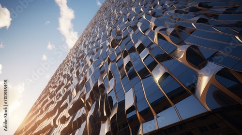 Architectural Marvel: Captivating Skyscraper with Mesmerizing Facade Patterns Showcasing Exquisite Textures and Materials