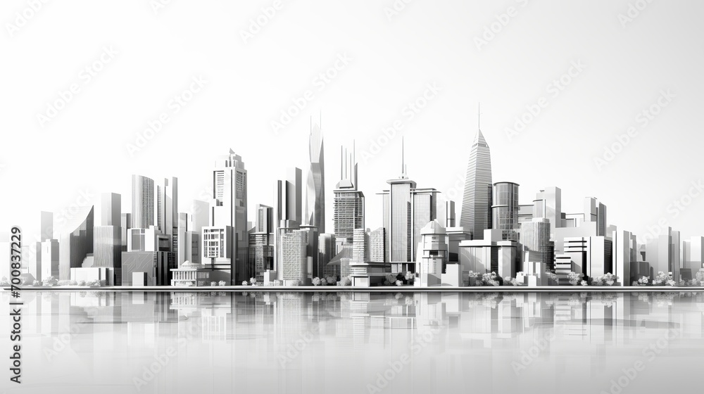 Monochrome Metropolis: Captivating Low Polygon Cityscape Blueprint for Mega Projects