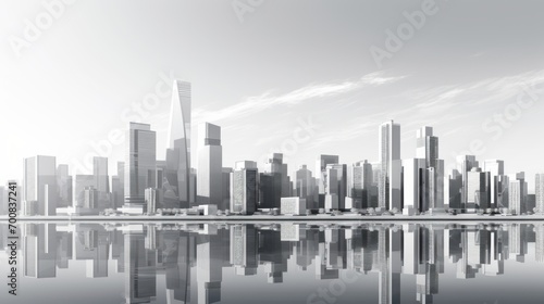 Monochrome Metropolis  Captivating Low Polygon Cityscape Blueprint for Mega Projects