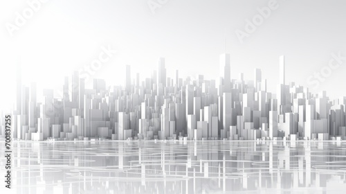 Monochrome Metropolis: Captivating Low Polygon Cityscape Blueprint for Mega Projects photo