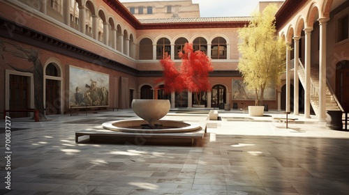 Timeless Echoes: A Captivating Fusion of History and Innovation in an Old University Courtyard photo