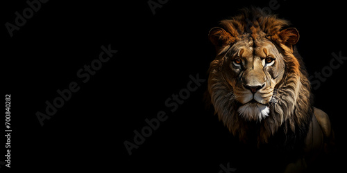 Lion Against A Black Background, Illustration
