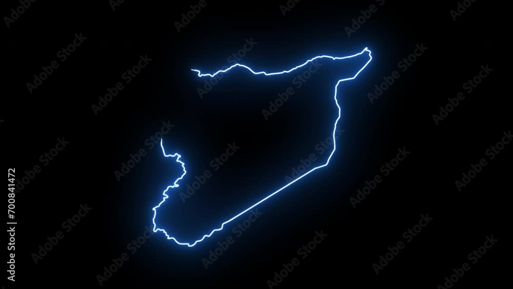 Animated Syrian map icon with a glowing neon effect Animated Syrian map icon with a glowing neon effect