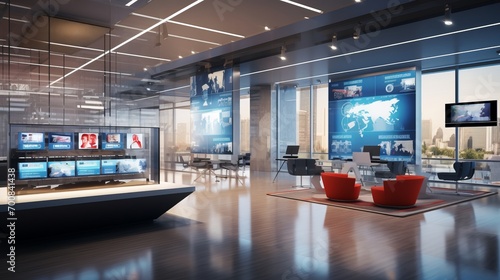 Fototapeta Naklejka Na Ścianę i Meble -  Digital Hub: Empowering Connections and Celebrating Success in a Modern Office Space