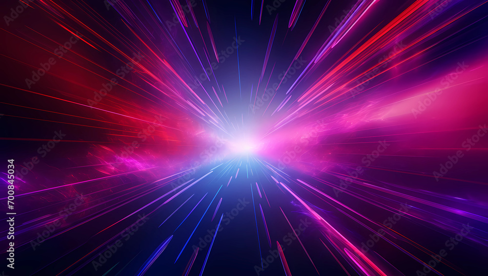 red, purple, and blue rays in space travel