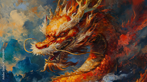 painting of a Chinese dragon photo