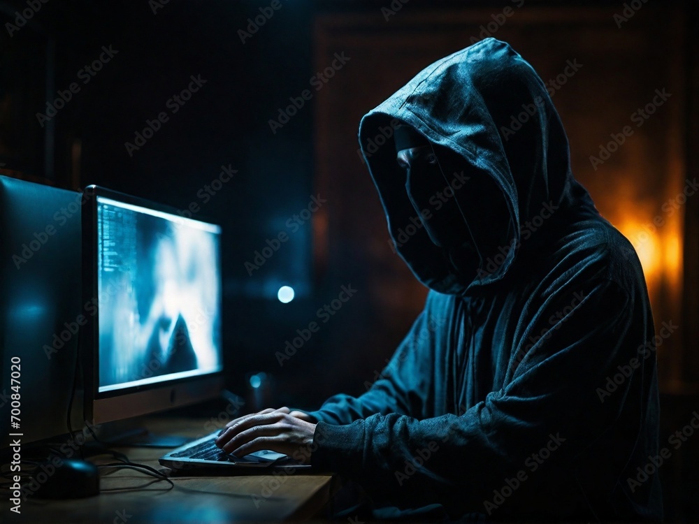 mysterious person reaching towards a computer mysterious person reaching towards a computer