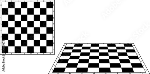 side and top view chessboard set