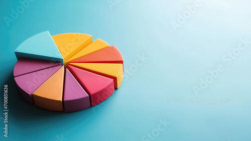 Colorful pie chart on a light blue background