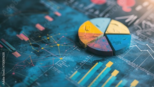 Colorful pie chart on a complex data background photo