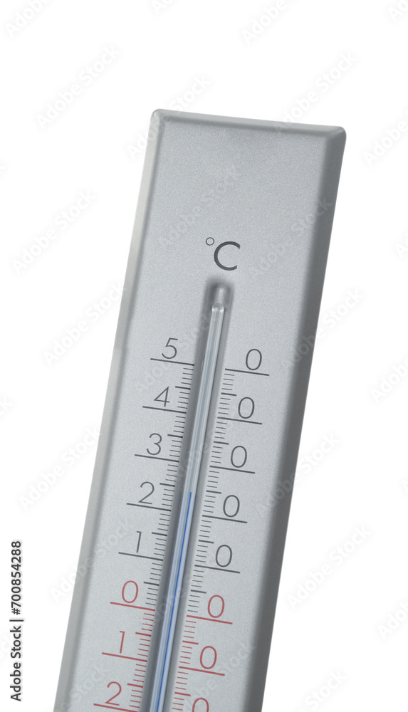 Modern grey weather thermometer on white background Modern grey weather thermometer on white background