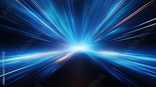 The speed line glows blue. Night city lighting with long exposure.Glossy graphics