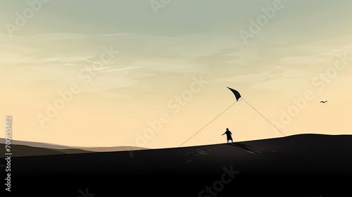 Embrace the Freedom: Majestic Kite Soaring High in Silhouette Against a Clear Sky