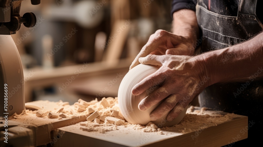 Masterful Artistry: Transforming Wood into Timeless Beauty - Closeup of Hands Skillfully Crafting a Bowl on a Lathe Masterful Artistry: Transforming Wood into Timeless Beauty - Closeup of Hands Skillfully Crafting a Bowl on a Lathe