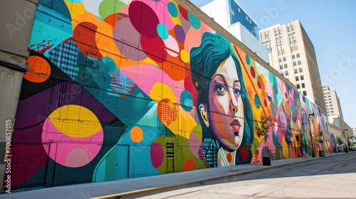 Vibrant street art mural in a metropolitan city