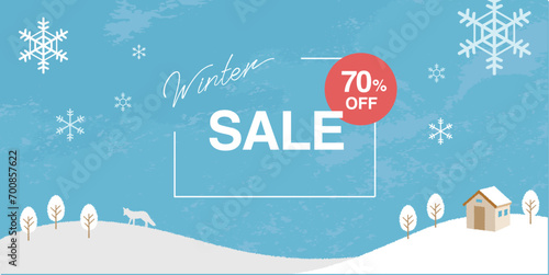 冬景色のクリスマスSALEなどに使えるバナー
