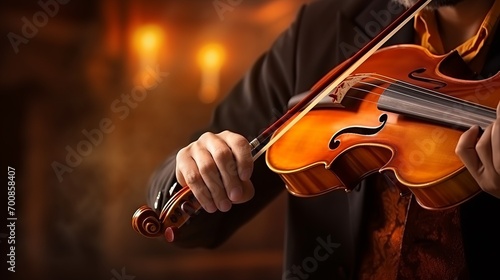 Melodic Mastery  Captivating Hands of a Virtuoso Violinist Creating Harmonious Symphony