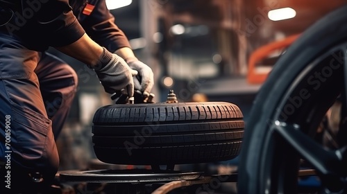 Masterful Mechanics: Skilled Hands Transforming Car Tires in a Dynamic Auto Repair Shop
