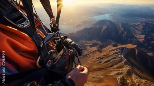 Embrace the Freedom: Thrilling Paragliding Adventure Begins as Skilled Hands Adjust Straps atop Majestic Mountain