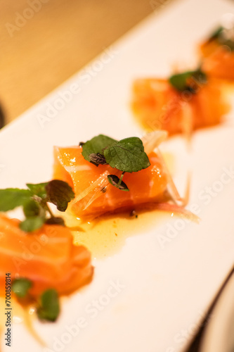 Salmon Sashimi Sushi Appetizer Amuse Bouche