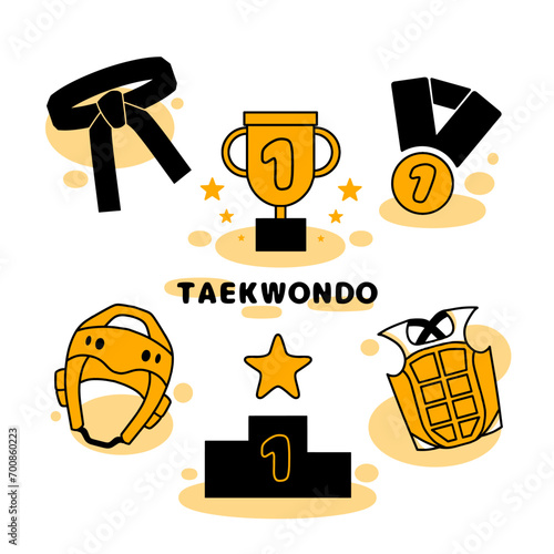 Vector Illustration of Taekwondo and Winner Symbol or Icon Sets