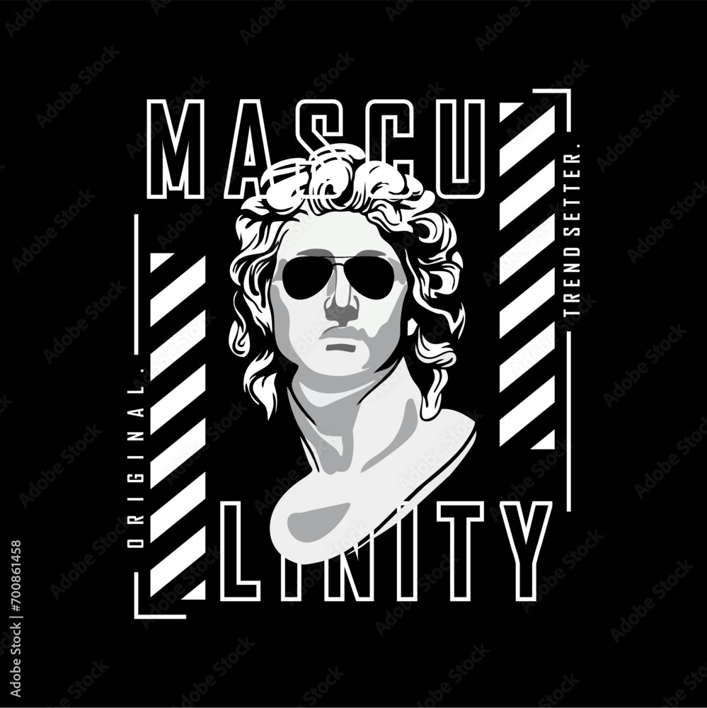 Classic statue graphic t-shirt design ready to print. Masculinity ...