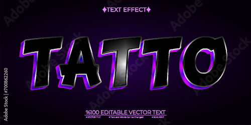 Cartoon Dark Purple Tattoo Editable Vector 3D Text Effect