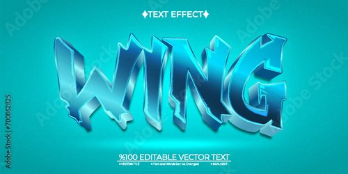 Cartoon Blue Wing Editable Vector 3D Text Effect photo