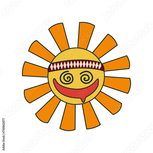 Hippie sun on white background