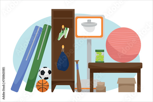 Unwanted stuff for garage sale on white background
