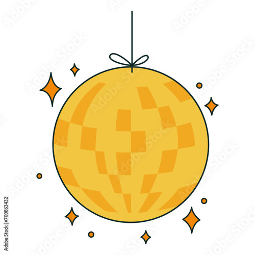 Glowing disco ball on white...