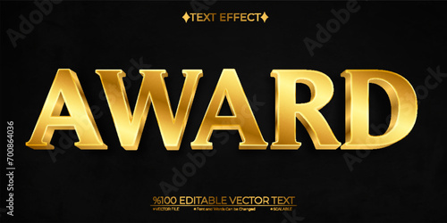 Gold Award Editable Vector 3D Text Effect