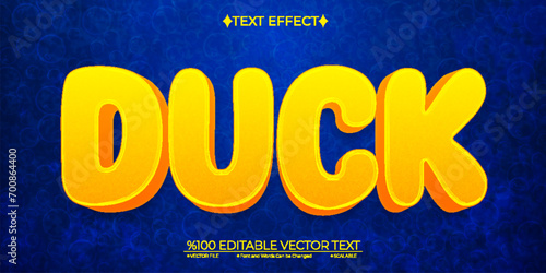 Cartoon Yellow Duck Editable Vector 3D Text Effect